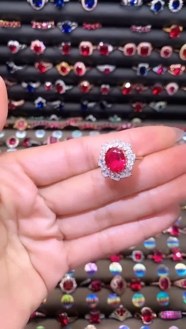 【闪购商品】红宝石戒指银S925镶嵌玫瑰金