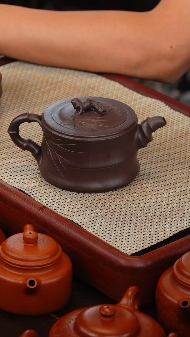 茶壶紫砂今*天青竹段360CC