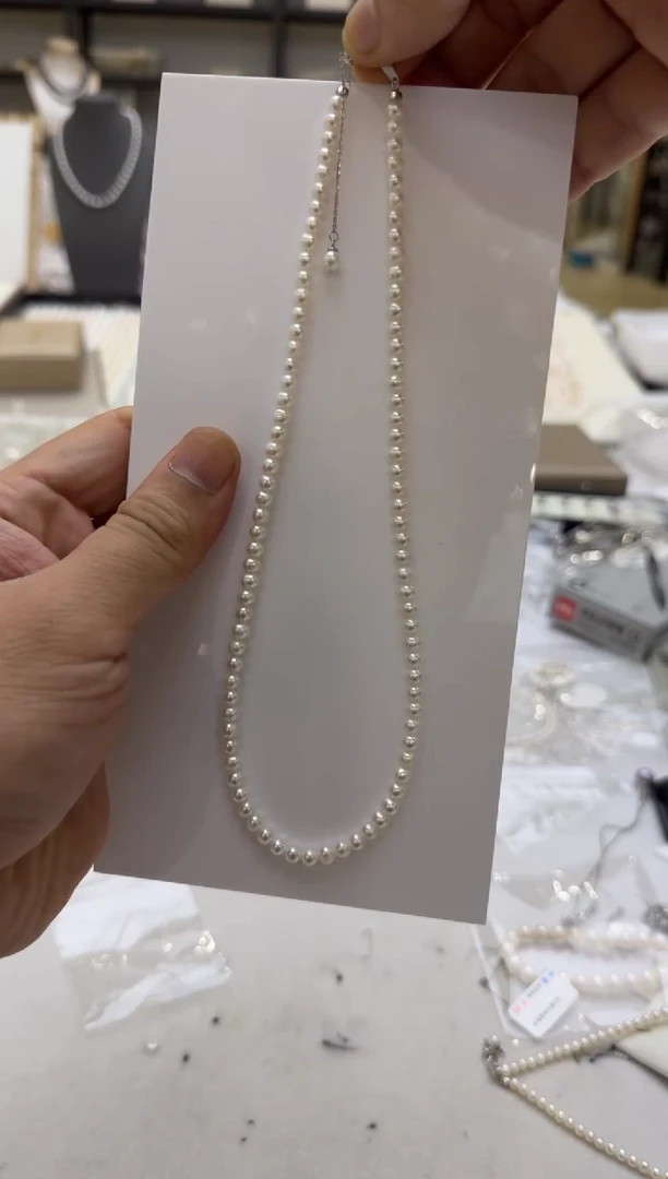 淡水珍珠银S925镶嵌项链4-5mm（吊小珠）