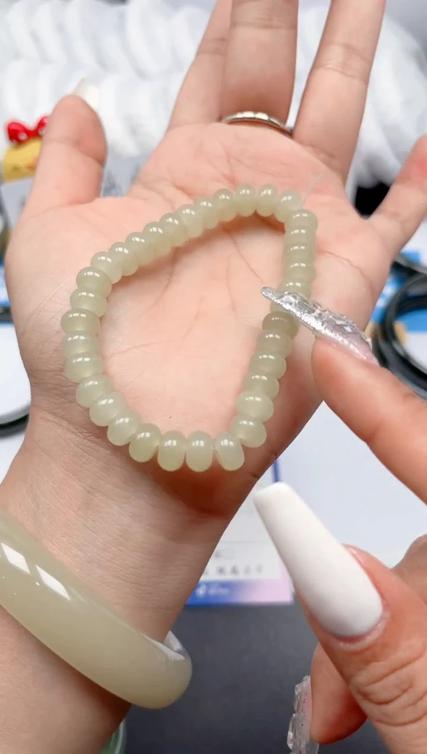 和田玉手镯未镶嵌茶晴手链