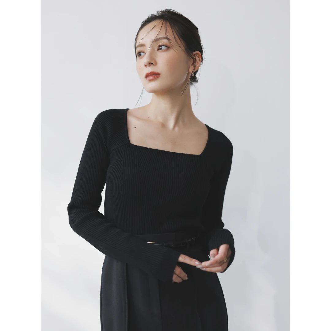 【Montendre】 秋季新款 A 人气翻单款百搭舒适方领羊绒上衣