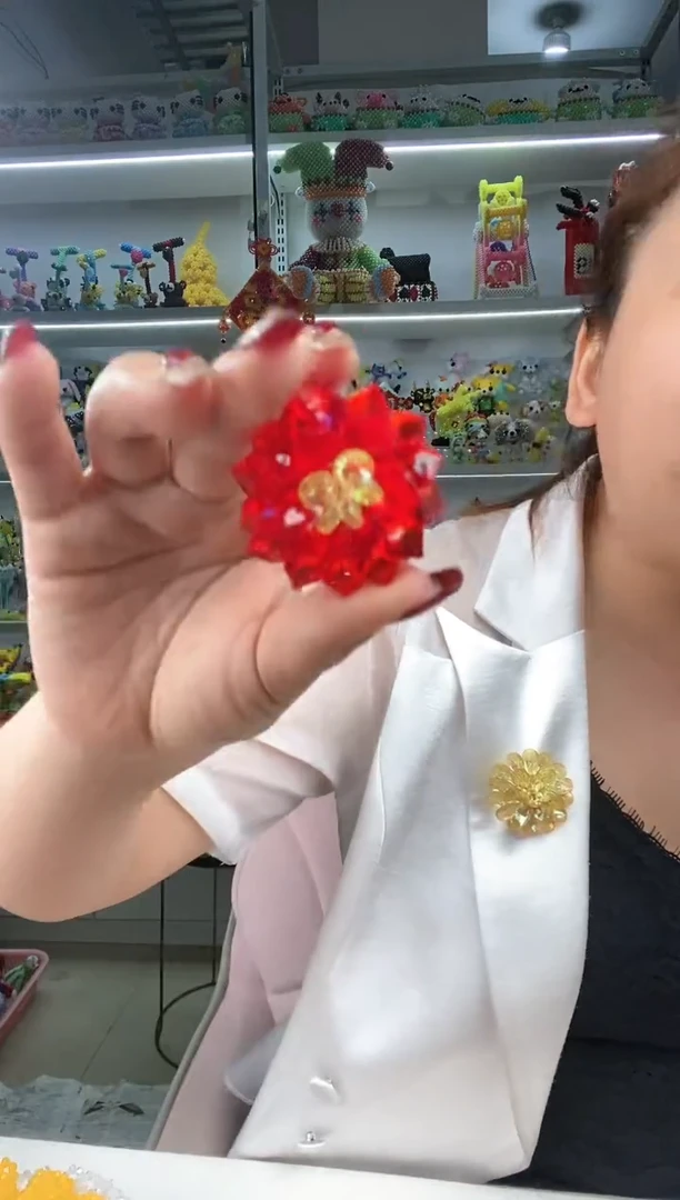 玻璃1162胸针材料包1套艳红色