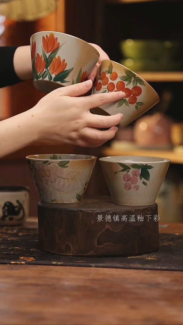 陶瓷景德镇高温釉下手绘陶瓷