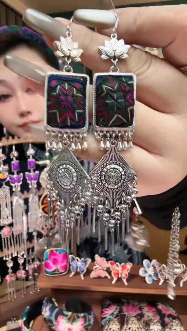 刺绣纯手工民族风刺绣耳环