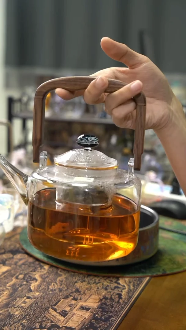 风云煮茶壶实木把手 蒸煮一体 晶焱
