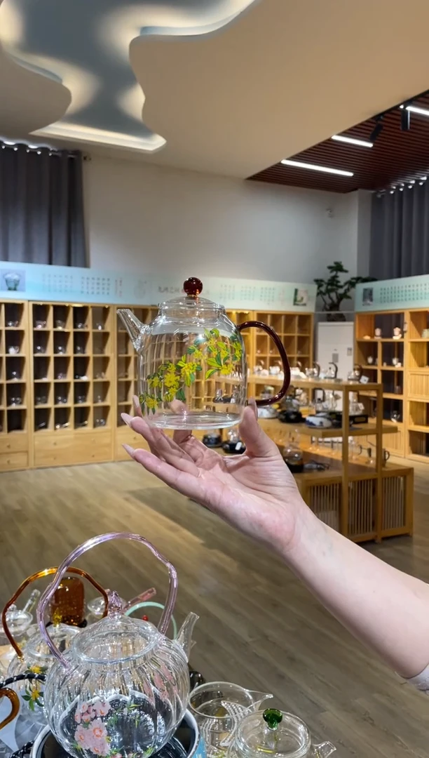 手工艺品玻璃秦权壶琥珀把桂花啊