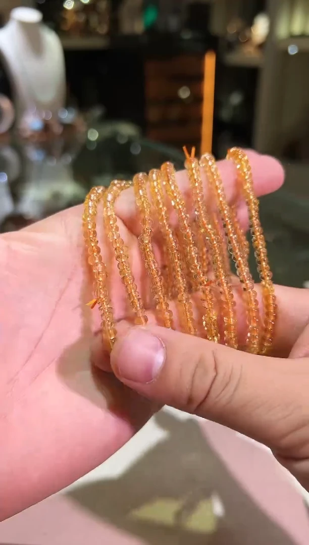 水晶手链未镶嵌4.5mm+黄水算盘珠（多样性发一）