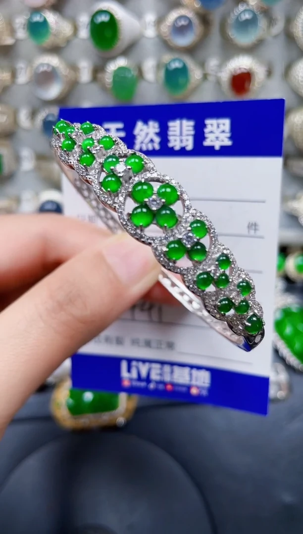 银S925镶嵌手镯翡翠441