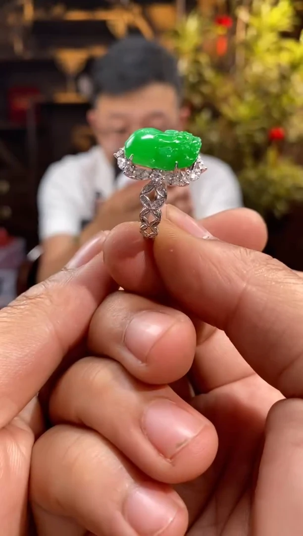 翡翠戒指未镶嵌kj0023天然翡翠