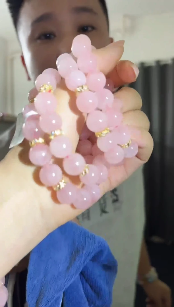 水晶手链未镶嵌奶爸珠宝116号粉水晶设计款多样性发货