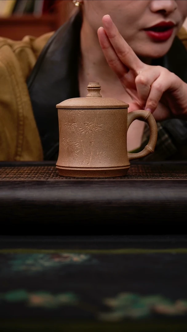 茶壶紫砂微瑕 青降坡 盖杯