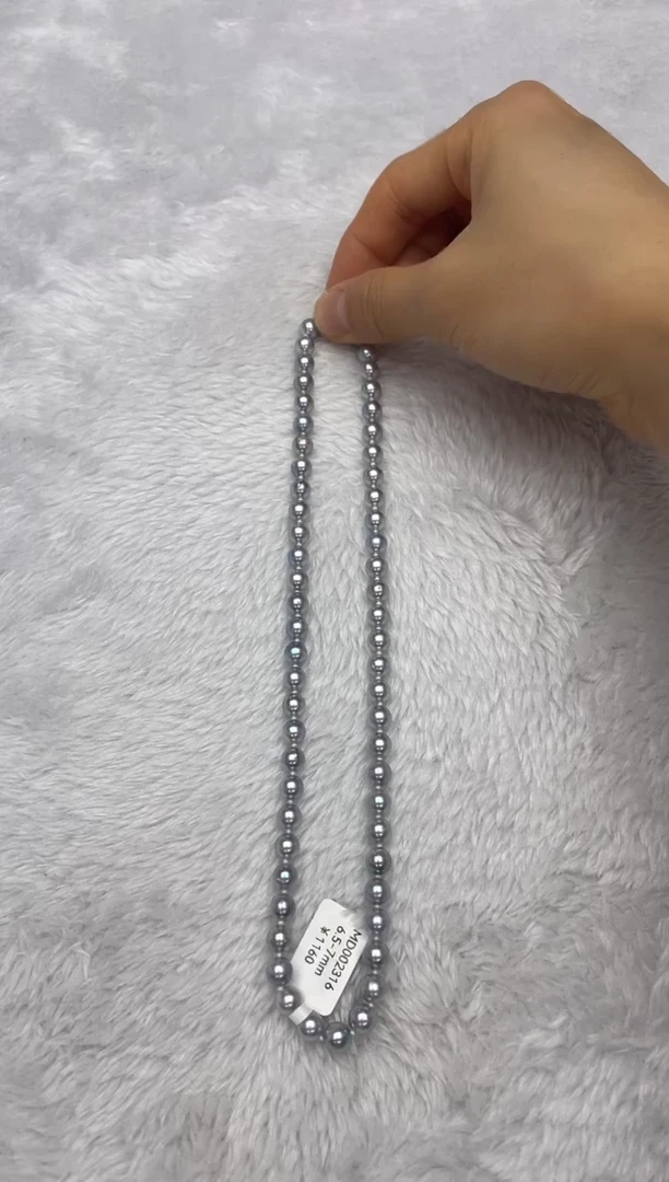 项链银S925镶嵌海水珍珠AK真多麻6.5-7mm