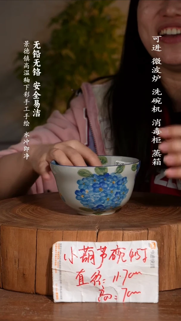 碗瓷景德镇高温瓷釉下彩手绘陶瓷