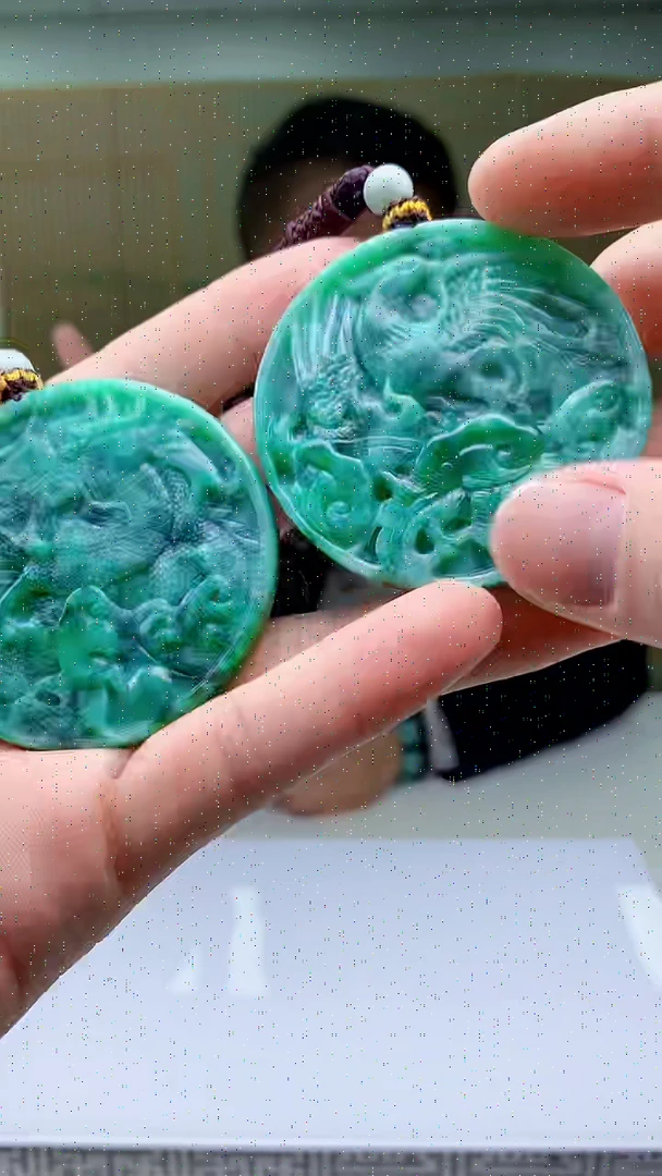 【闪购商品】定制翡翠未镶嵌4969bb-毛货挂件一对22