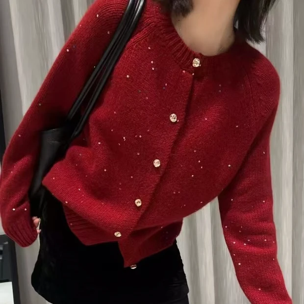 2025新款新年红毛衣开衫（可调不退）