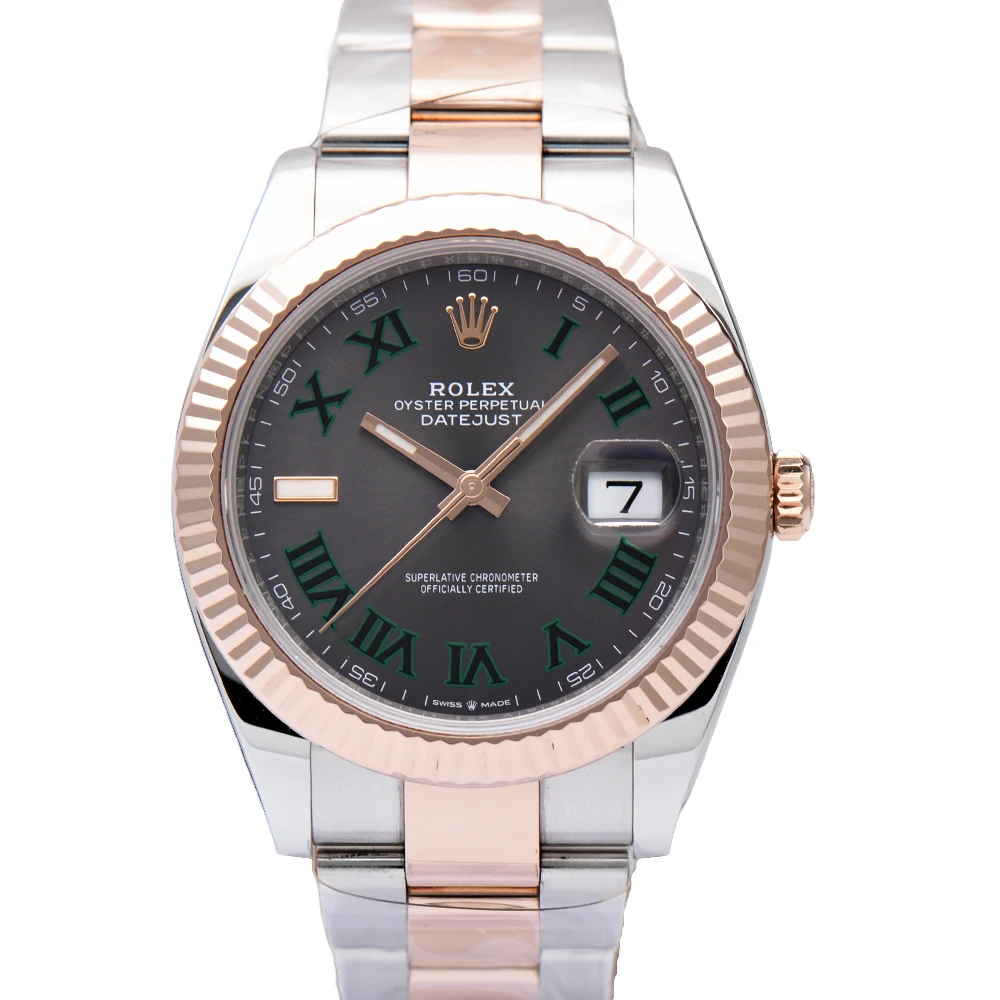 99新 Rolex/劳力士 日志型126331间玫瑰金绿萝41mm自动机械男表