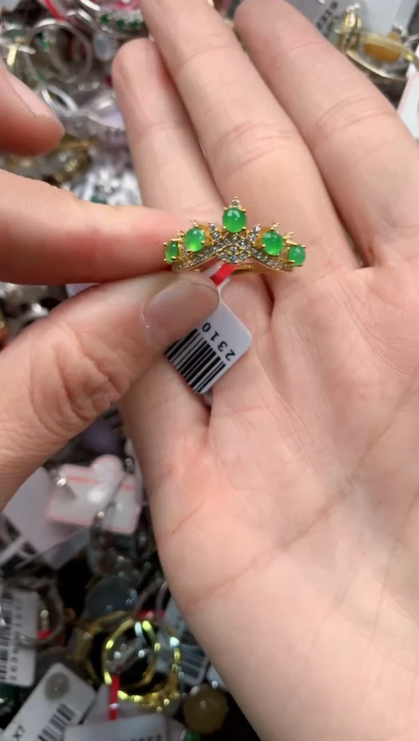 银S925镶嵌戒指翡翠888   4