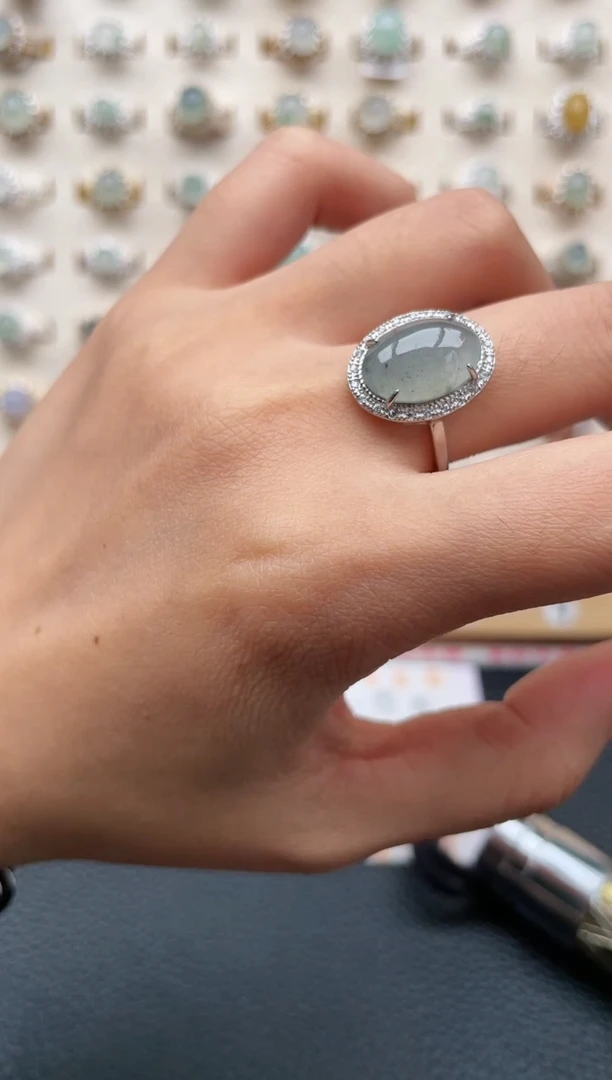 翡翠戒指银S925镶嵌1111