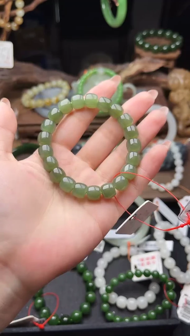 未镶嵌手串和田玉卡10青海湖水绿 极限弧9012343