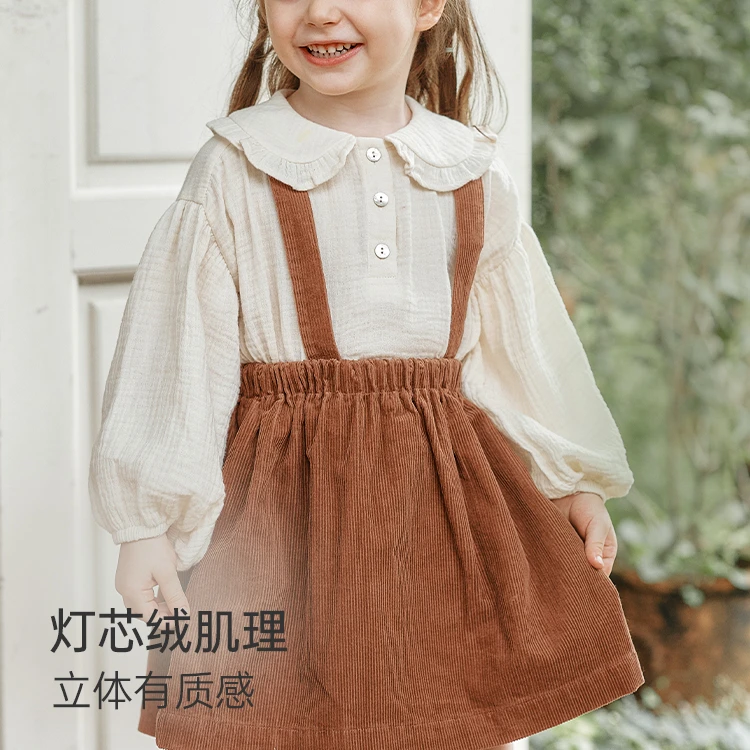 OAK FAMILY秋季宝宝背带裙灯芯绒半身裙婴儿裙子女孩短裙