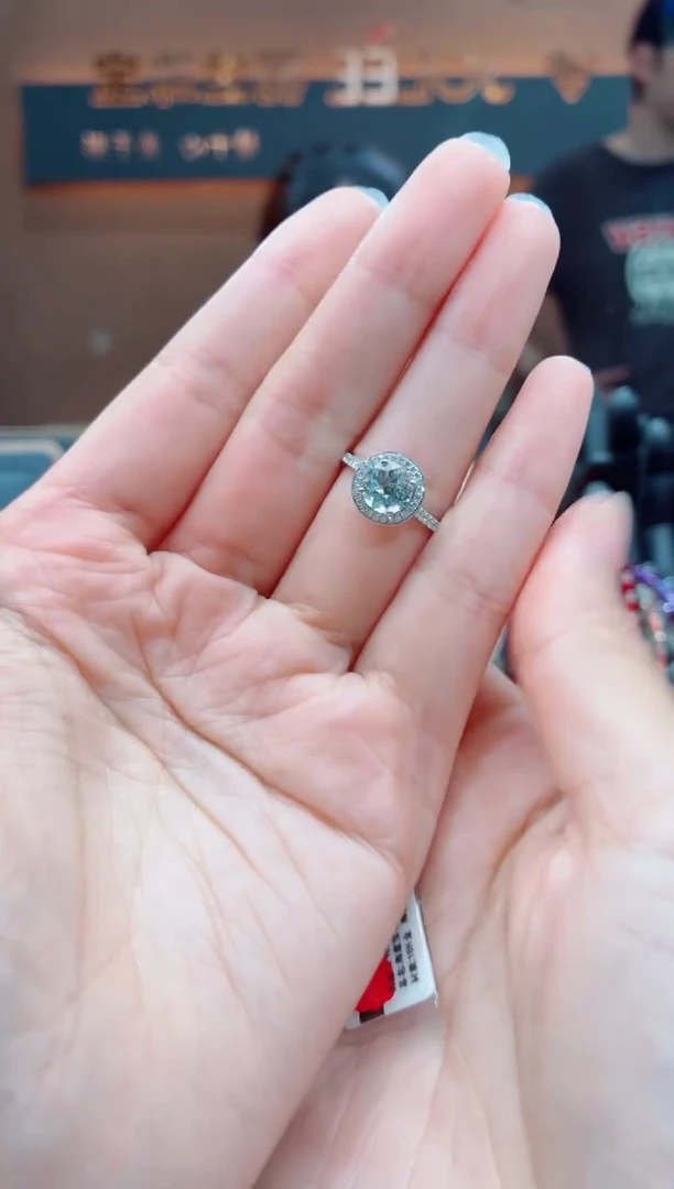 海蓝宝石戒指18K金镶嵌海蓝宝石戒指（14#）