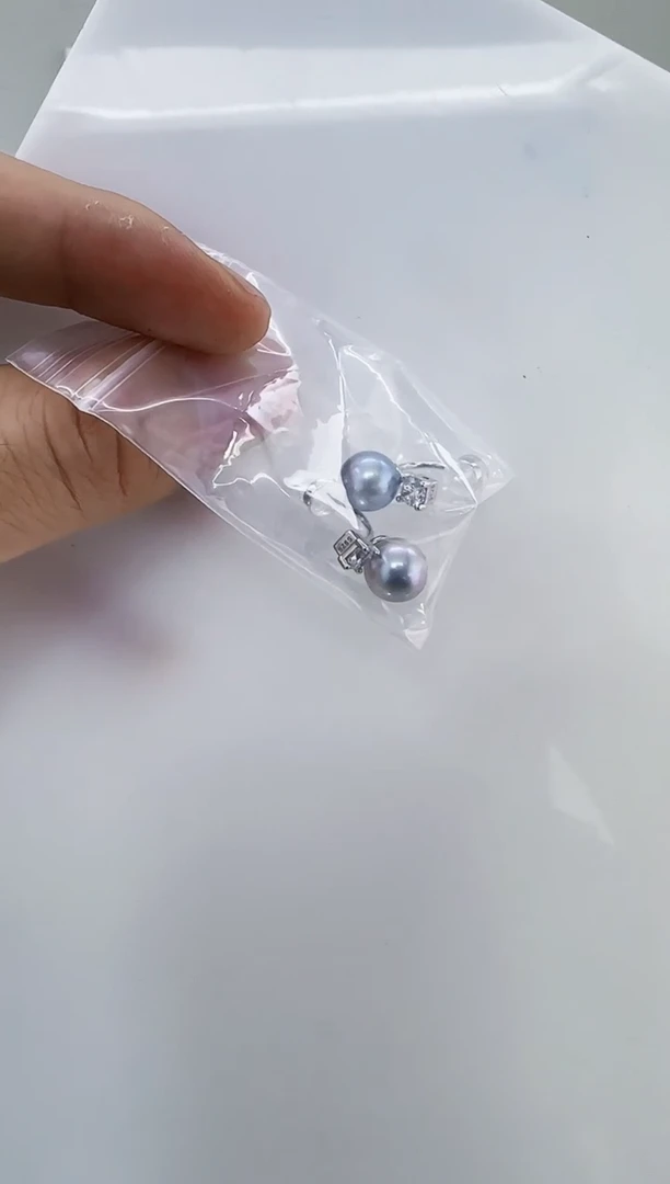 银S925镶嵌海水珍珠DA海水灰珠耳饰8-9 y549