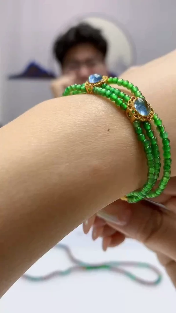 【闪购商品】定制翡翠未镶嵌4688DD-毛货手串102