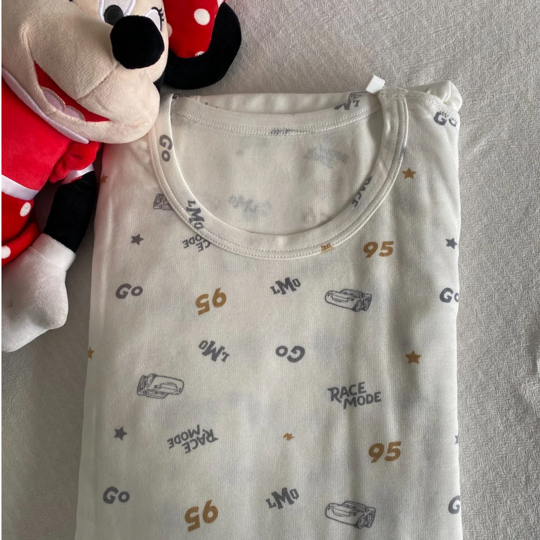 2730春秋男童圆领小汽车印花长袖内衣套