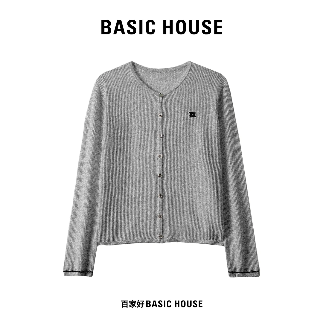 Basic House/百家好2025年新款气质时百搭单排扣针织衫4752MM