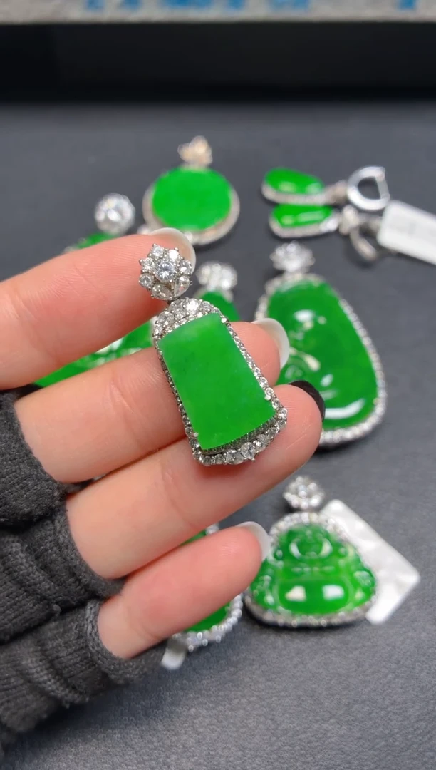 吊坠(不含链)银S925镶嵌翡翠000