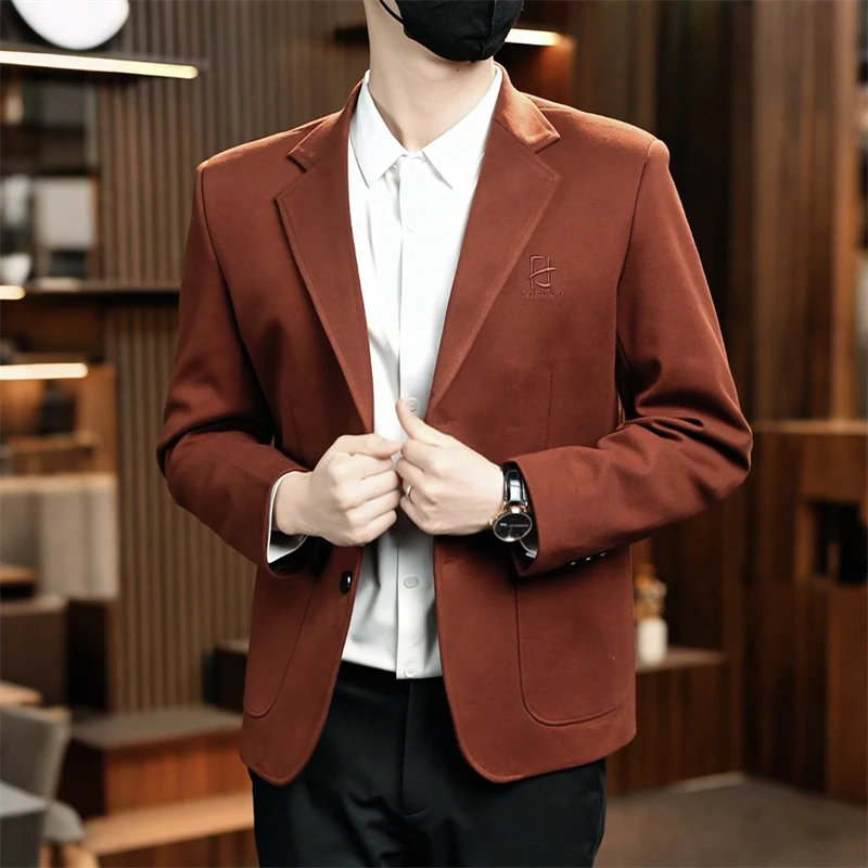 春秋季高档休闲西服男韩版修身百搭便服单西青年高级感小西装外套
