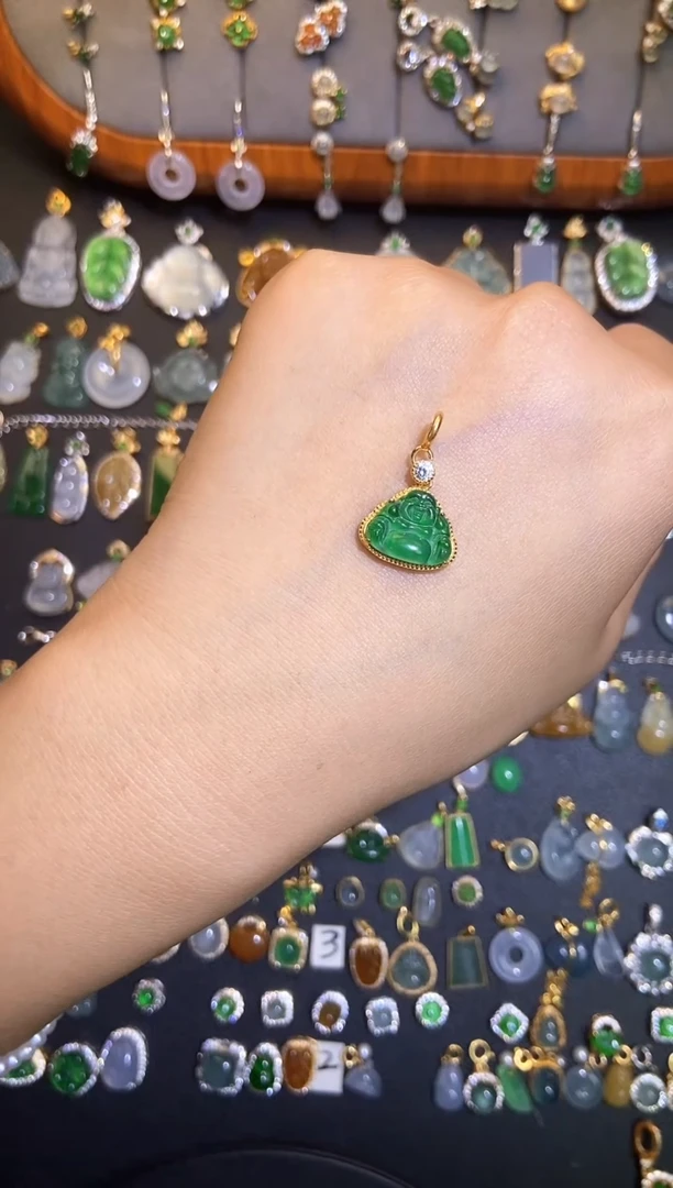 翡翠银S925镶嵌颈饰天然A货翡翠