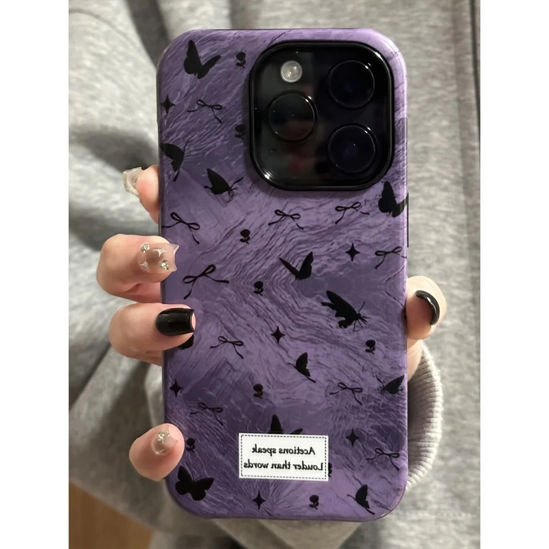 晕染蝴蝶适用苹果vivo华为oppo小米iPhone17菲林二合一防摔手机壳