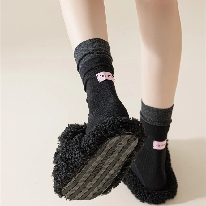 无骨后跟布标字母双罗口中筒袜日系穿搭潮袜可撘勃肯鞋