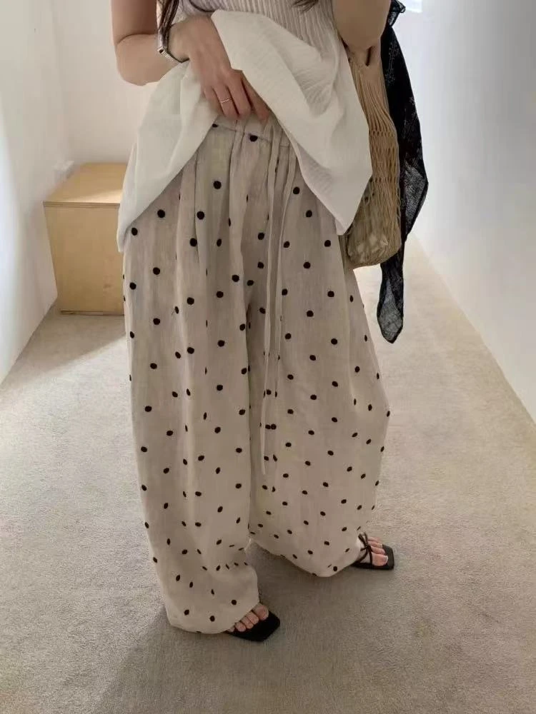 小玉推荐 《时尚波点》休闲裤100亚麻