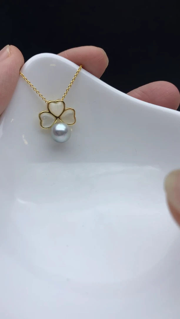 未镶嵌ff海水珍珠akoya灰珠吊坠（赠链）7~8mm
