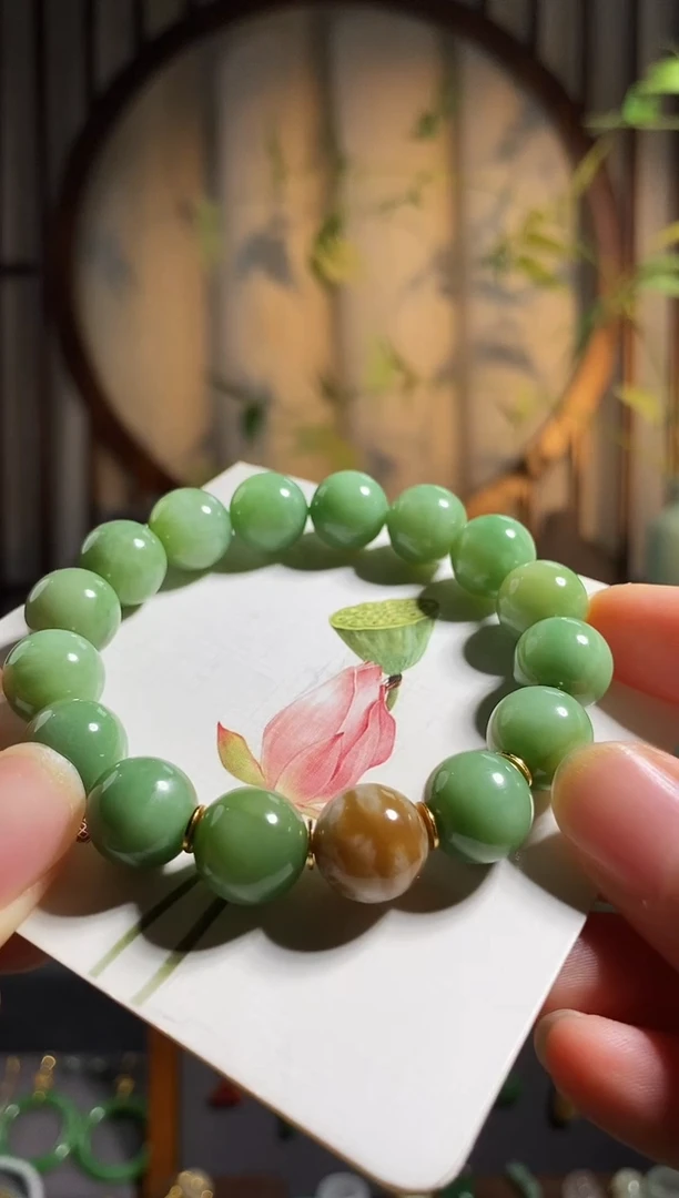 未镶嵌手链和田玉，黑羊洞手串,12mm