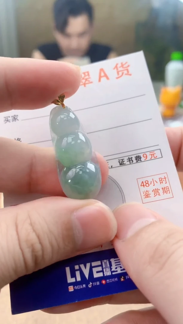 颈饰18K金镶嵌翡翠天然A货翡翠挂件