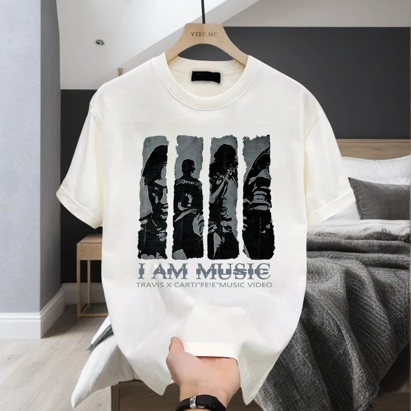 夏季2025新款爆款潮牌男士纯棉短袖T恤男款百搭圆领字母印花上衣