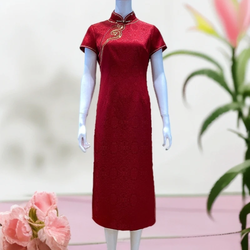 朱紫瑜170298喜婆婆喜妈妈婚礼旗袍中国风气质显瘦中长款