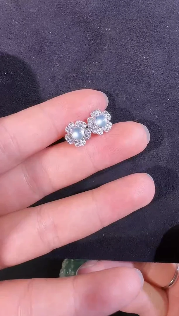 【闪购商品】翡翠耳饰银S925镶嵌耳钉