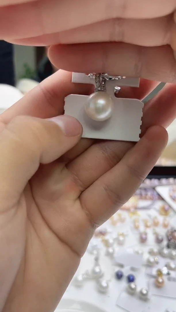 未镶嵌吊坠淡水珍珠14mm+白珠万能扣（多样性发一）