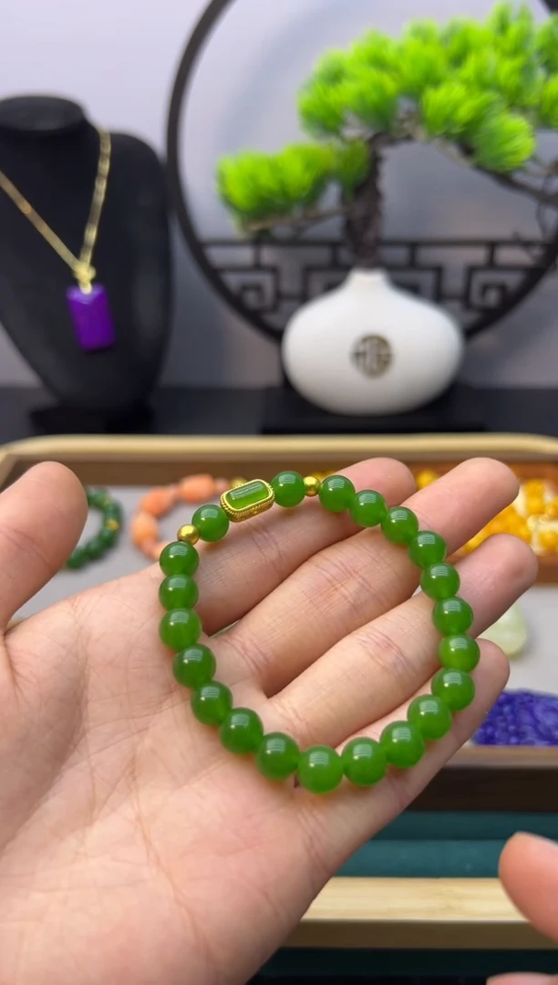 【闪购商品】和田玉手链14K金镶嵌S93