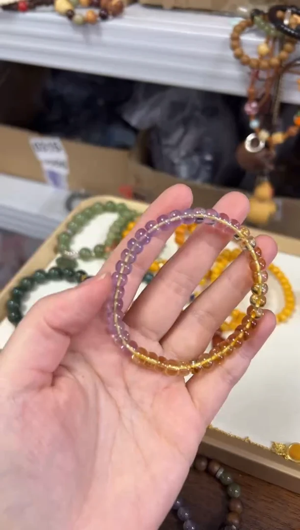 水晶手链未镶嵌紫黄晶水晶精工直切手链[1982]