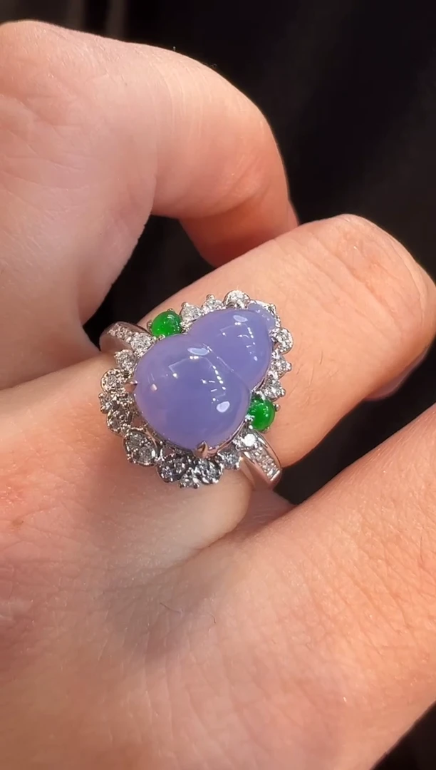 翡翠戒指18K金镶嵌戒指A