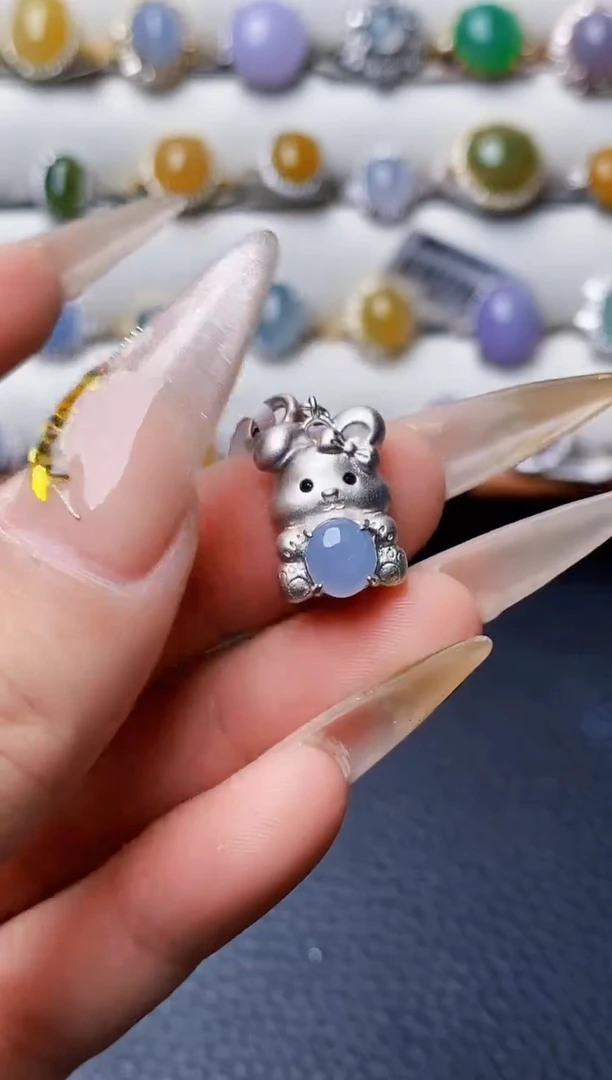 银S925镶嵌戒指翡翠5660