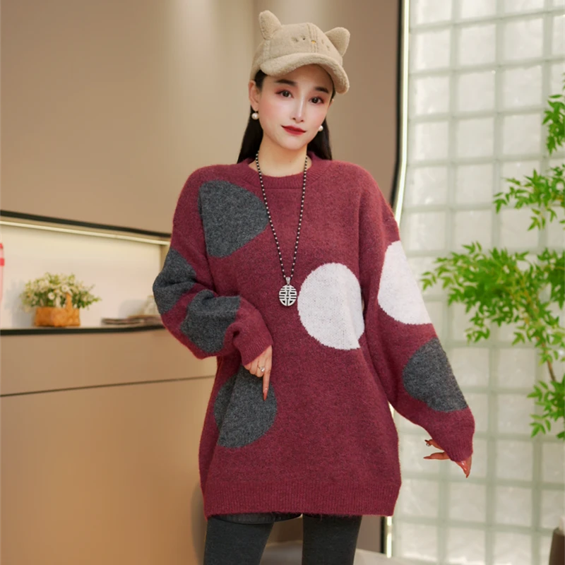 软糯毛衣圆领2025秋季长袖针织衫新款简约上衣撞色高级感复古内搭