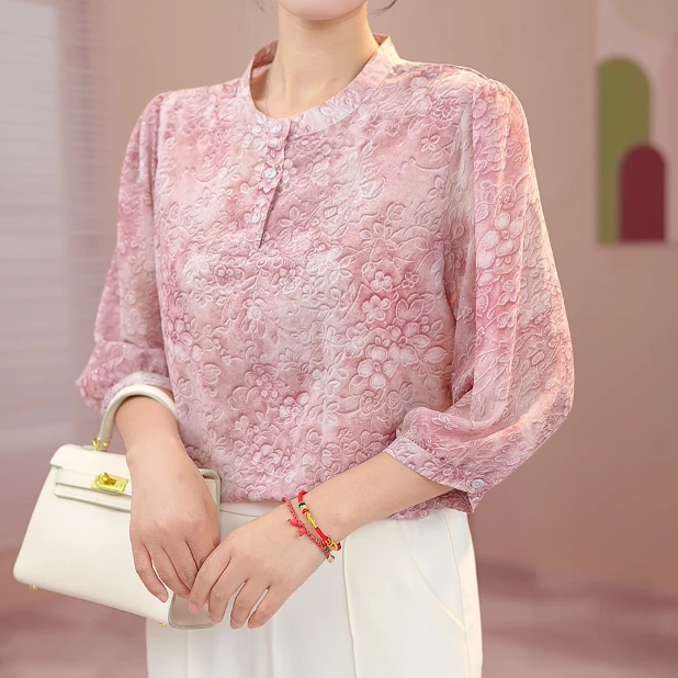 Y1138[高品质]气质优雅时尚碎花衬衫（西湖）01