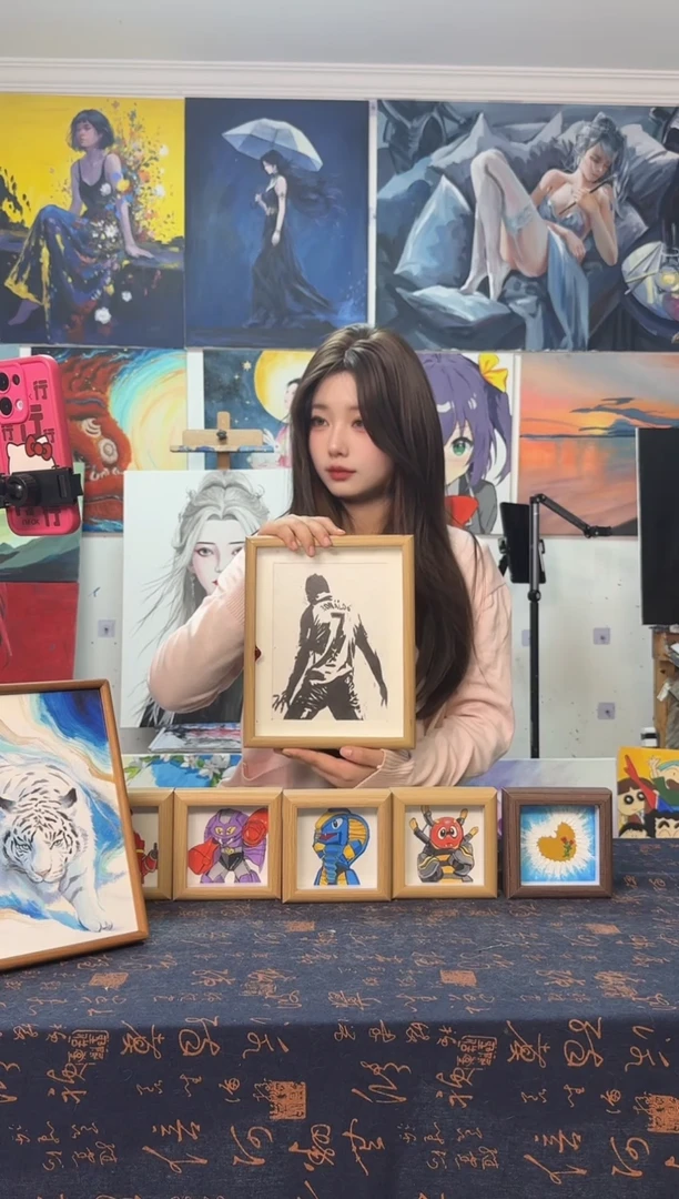 丙烯画N****Tc罗黑白木刻版画