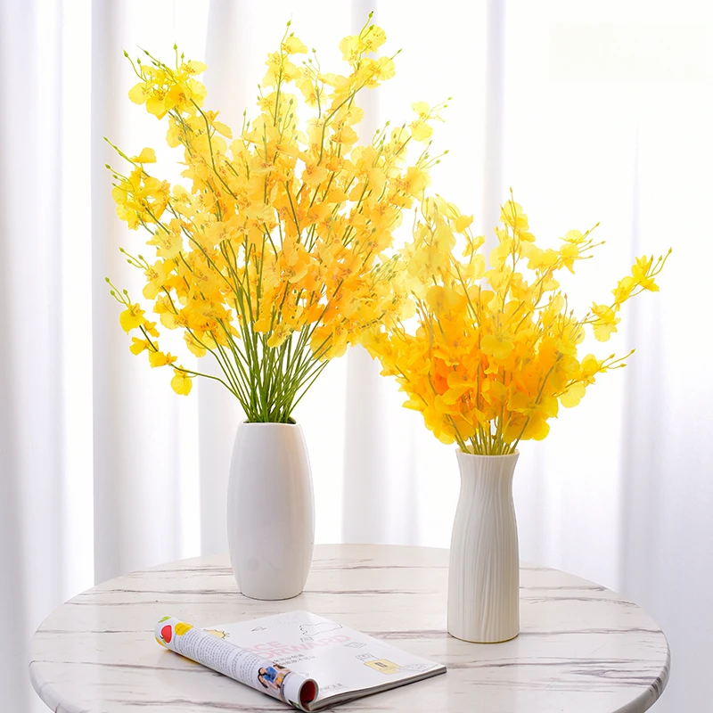 跳舞兰仿真花束室内客厅摆设假花装饰干花枝瓶电视柜摆件塑料花艺